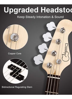 Jidyous Electric Bass Guitar Full Size 4 String with Bass Bag,Strings,Tuner,Strap,Picks and  Amp Cord,Black  - Image 5