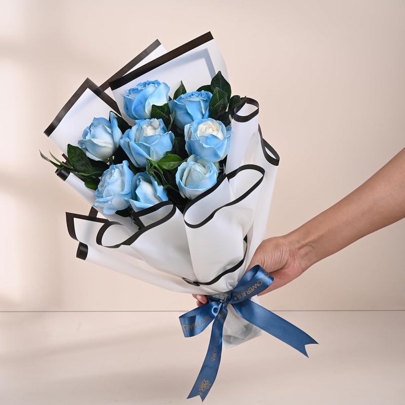 Floweraura FlowerAura Fresh Live Flower Bouquet of 8 Blue Color Spray Roses Flowers For Birthday Gift Anniversary Gift Womens Day Gift Valentines Day Gift Gift For Special Occasion Same Day Delivery  - Image 2
