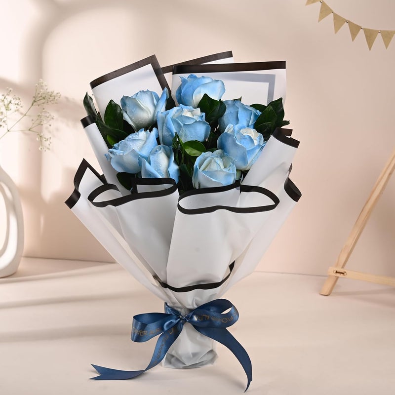 Floweraura FlowerAura Fresh Live Flower Bouquet of 8 Blue Color Spray Roses Flowers For Birthday Gift Anniversary Gift Womens Day Gift Valentines Day Gift Gift For Special Occasion Same Day Delivery  - Image 5