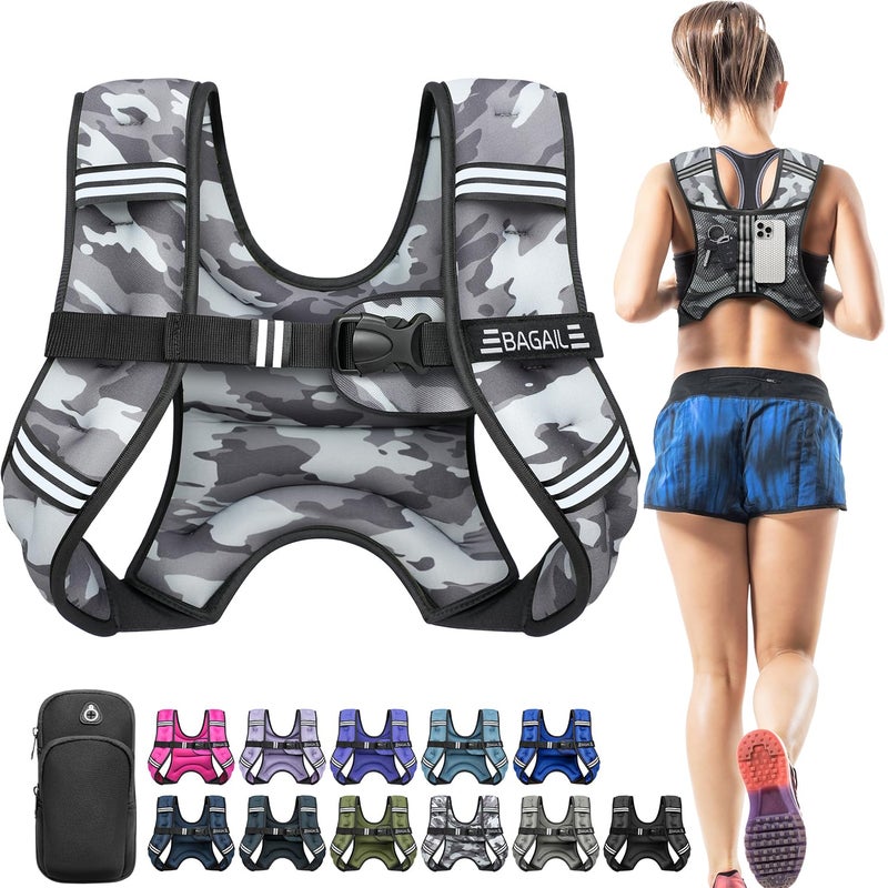 BAGAIL Comfort-Fit Weighted Vest for Woman, Even Weight Distribution, Faster Weight Loss, No-Chafe or Bounce for Walking & Running with Detachable Phone Pouch & Reflective Stripes (Available 5-30lbs) - Image 1