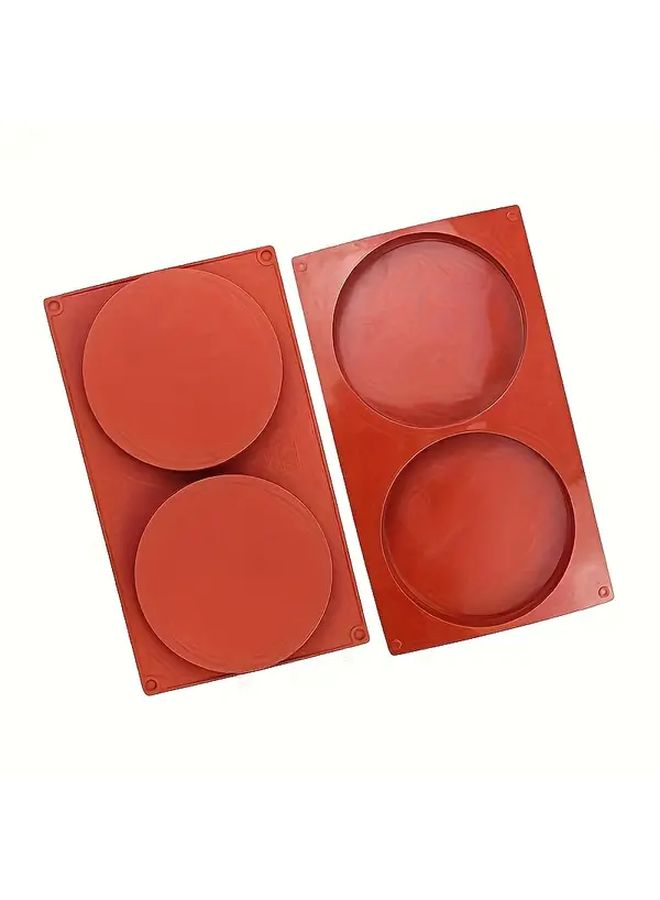 Nonstick Silicone Round Cake Mold Brown-Red Disc for Baking Chocolate Cookies - Image 2
