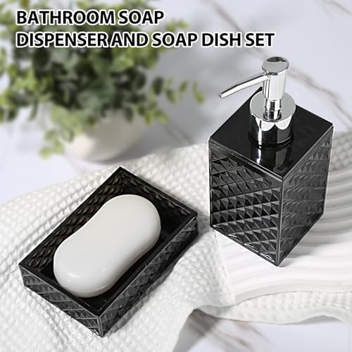 RYTOXILO Black Bathroom Accessories Set, 4 Pack Matte Black Bath Accessory Sets Complete, Acrylic Soap Dispenser and Toothbrush Holder Set for Bathroom Counter Sink, Modern Bathroom Decor - Image 3