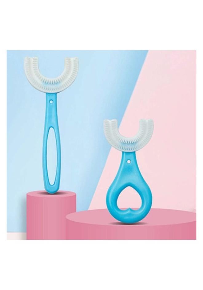 أمازينج. إي جي بي فرشاة أسنان يدوية على شكل حرف U للصغار، من ذا باك، فرشاة أسنان لتدليك اللثة، فرشاة أسنان للتنظيف الشامل لاسنان الصغار [قطعة واحدة] (ازرق)، طفل - Image 1