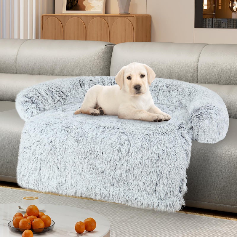 Wn's Day Luxurious Dog Couch Bed Protector for Dogs Memory Foam, Removable Fluffy Plush Pet Couch Cover for Dogs Washable, Calming Dog Sofa Beds, Waterproof Couch Protector, Pet Beds Mats for Couch(M) - Image 1