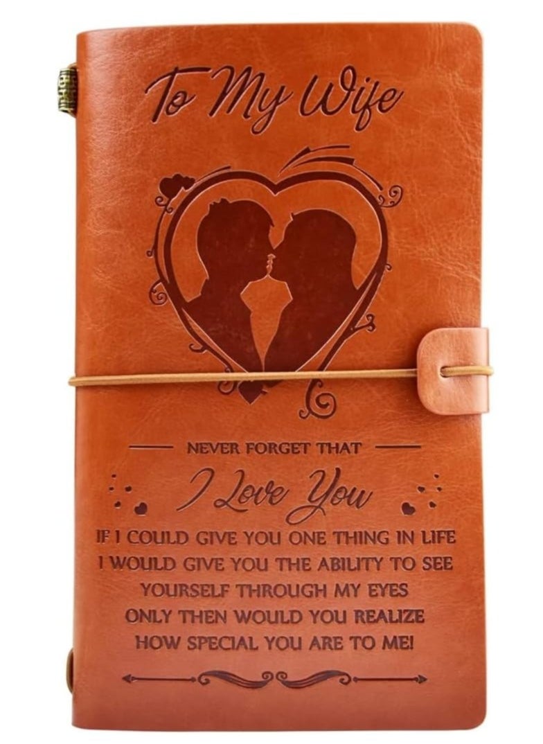 RATSAW - To My Wife Leather Journal Notebook Gifts Vintage Travel Journals Personalized Engraving Note Book Handmade Diary Special Holiday Gifts for Wife - Image 1