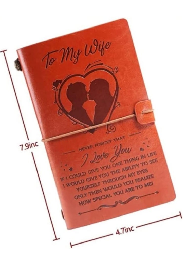RATSAW - To My Wife Leather Journal Notebook Gifts Vintage Travel Journals Personalized Engraving Note Book Handmade Diary Special Holiday Gifts for Wife - Image 1