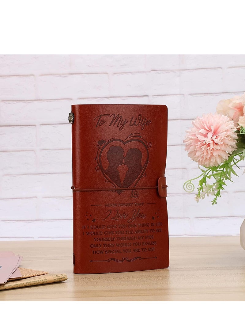 RATSAW - To My Wife Leather Journal Notebook Gifts Vintage Travel Journals Personalized Engraving Note Book Handmade Diary Special Holiday Gifts for Wife - Image 1