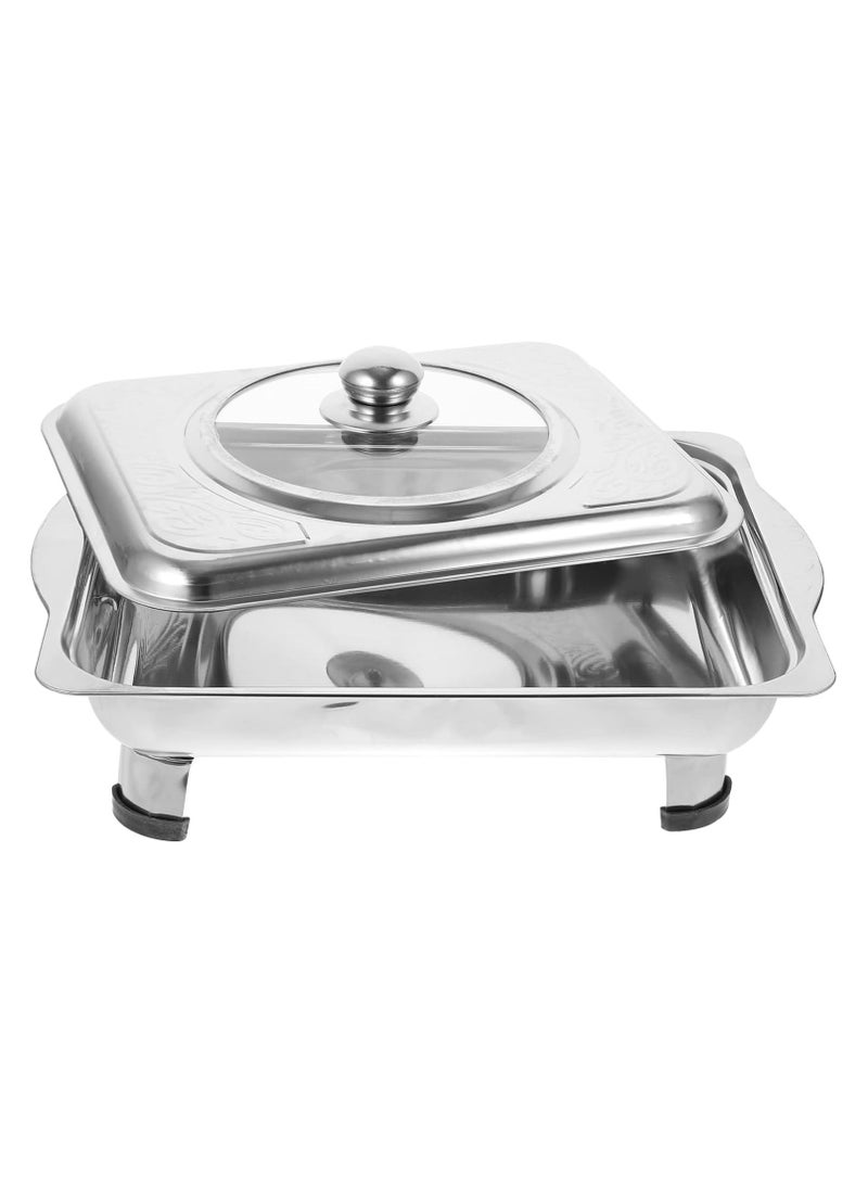 كابيلوك صينية تسخين مسطحة مربعة الشكل، طبق تسخين من الستانلس ستيل، مجموعة اطباق البوفيه، صواني البوفيه وتسخين الطعام، صينية بوفيه من الستيل، صينية خبز - Image 1