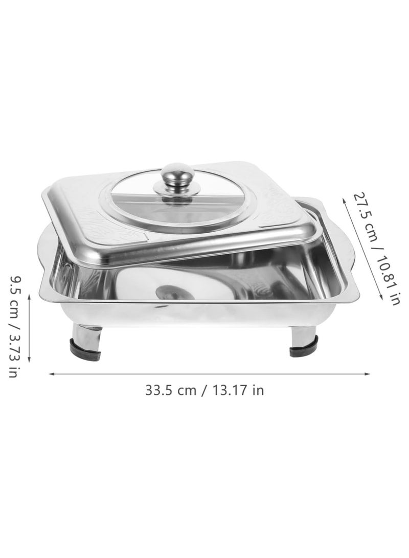 كابيلوك صينية تسخين مسطحة مربعة الشكل، طبق تسخين من الستانلس ستيل، مجموعة اطباق البوفيه، صواني البوفيه وتسخين الطعام، صينية بوفيه من الستيل، صينية خبز - Image 2