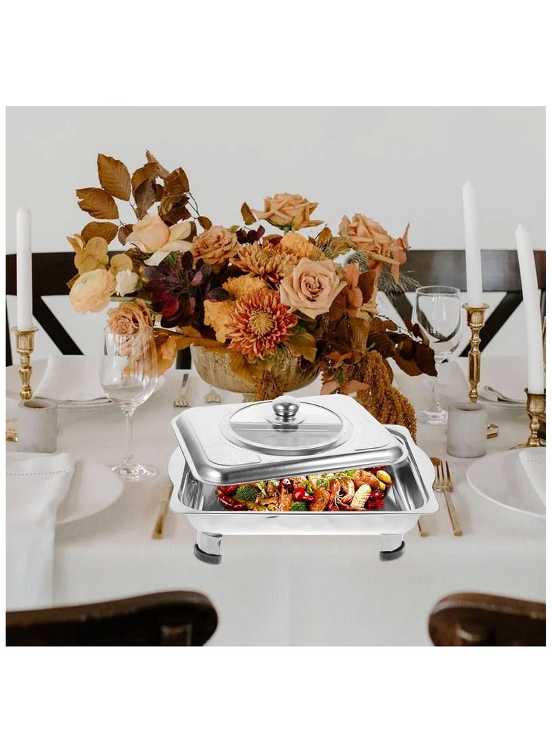 كابيلوك صينية تسخين مسطحة مربعة الشكل، طبق تسخين من الستانلس ستيل، مجموعة اطباق البوفيه، صواني البوفيه وتسخين الطعام، صينية بوفيه من الستيل، صينية خبز - Image 4