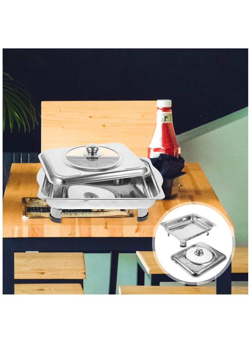 كابيلوك صينية تسخين مسطحة مربعة الشكل، طبق تسخين من الستانلس ستيل، مجموعة اطباق البوفيه، صواني البوفيه وتسخين الطعام، صينية بوفيه من الستيل، صينية خبز - Image 5