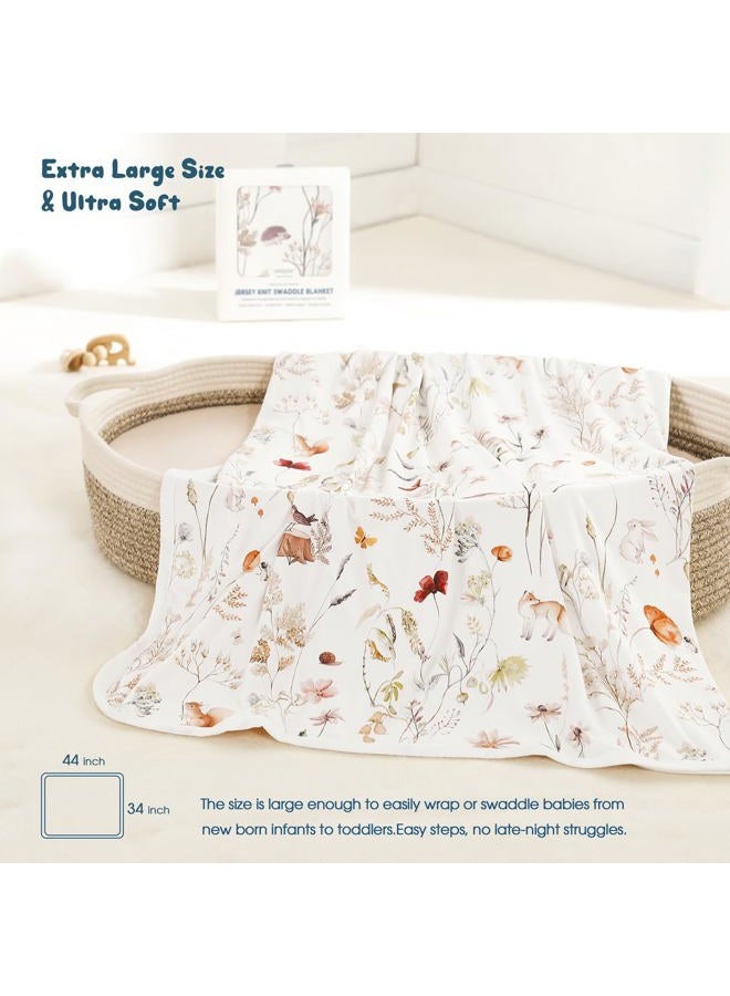 GRSSDER Baby Blankets Super Soft Jersey Knit Swaddle Blanket for Baby Girls and Boys, Double Layer Receiving Blankets 34 x 44 Inches, Extra Large for Baby Swaddling, Dream Print - Image 2