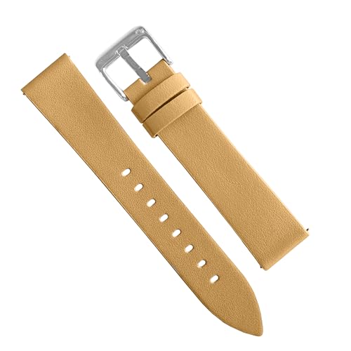 ALPINE INTERNATIONAL ALPINE Vegan Leatherette Watch Strap - Tan Leather Free Watch Band - Quick Release Replacement Watch Strap - Eco-Friendly Bands for Women & Men - Compatible with Regular & Smart watches - 18MM - Image 1