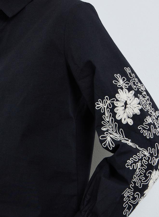 Styli Black Embroidered Long Sleeve Shirt - Image 4