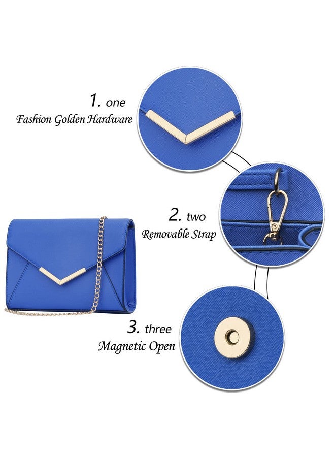KKXIU Women Elegant Faux Leather Evening Envelope Clutch Purse Foldover Bags for Party Wedding Prom (A-Royal Blue) - Image 2