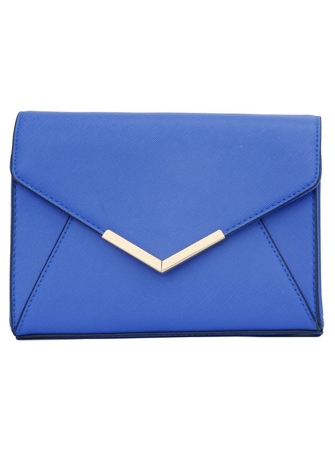 KKXIU Women Elegant Faux Leather Evening Envelope Clutch Purse Foldover Bags for Party Wedding Prom (A-Royal Blue) - Image 3