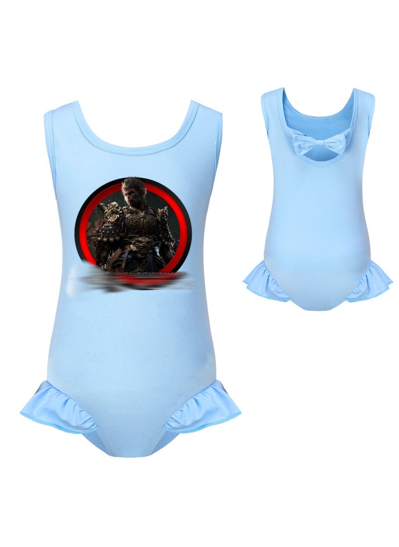 MQD Black Myth Goku Girls' One Piece Swimsuit And Cap Set 
