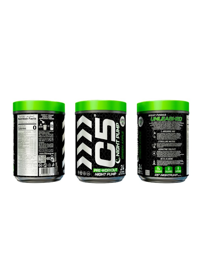 C5 Night Pump Pre Workout Powder Green Apple- 24 Servings, Free Caffeine - Sugar Free-Zero Calories-Beta Alanine-Citrulline Malate, High-Performance PreWorkout Booster Supplement - Image 3