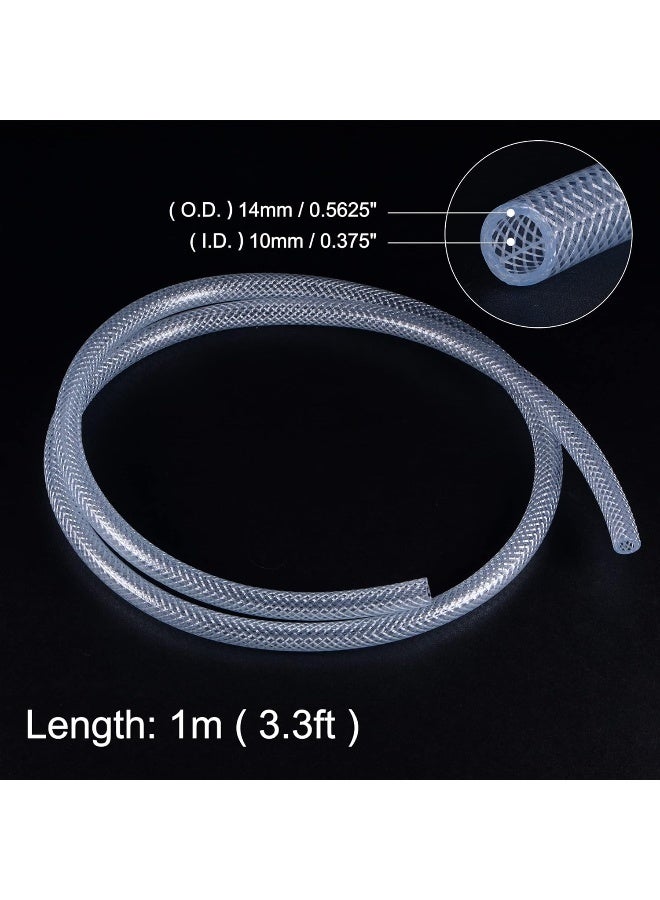 MECCANIXITY Braided Reinforced Pvc Tubing 3/8" Id 9/16" Od 3.3Ft Transparent High Pressure For Water Hose  - Image 2