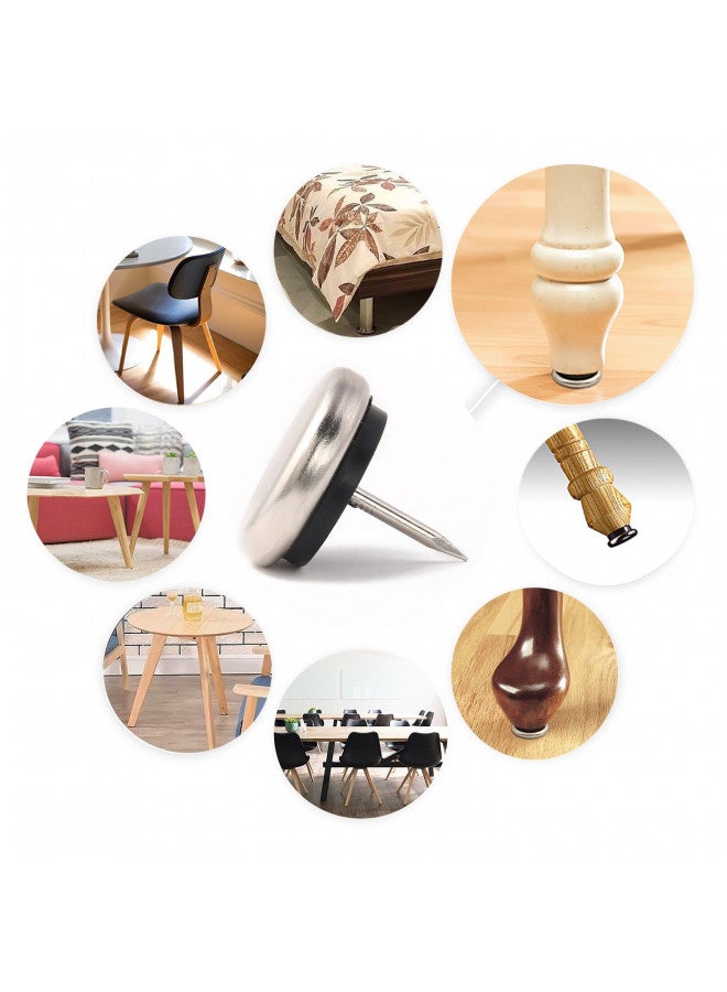 Furnigear Dia Nail On Furniture Glides for Chairs, Tables - Furnigear Nickel Base Cushioned Furniture Nails - Allowing Chairs to Glide Effortlessly Over Carpet Floors (1-1/4", 16 Pack-Gray)  - Image 1