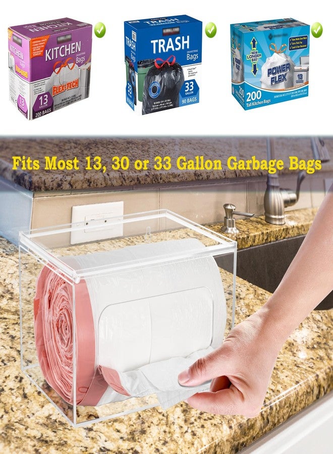 Aphbrada Extra Large Trash Bag Dispenser Roll Holder with Lid, Acrylic Garbage Bag Dispenser Under Sink Organizer - Wall Mount Trash Bag Holder Dispenser Fit Costco Trash Bag Size, Clear - Image 3