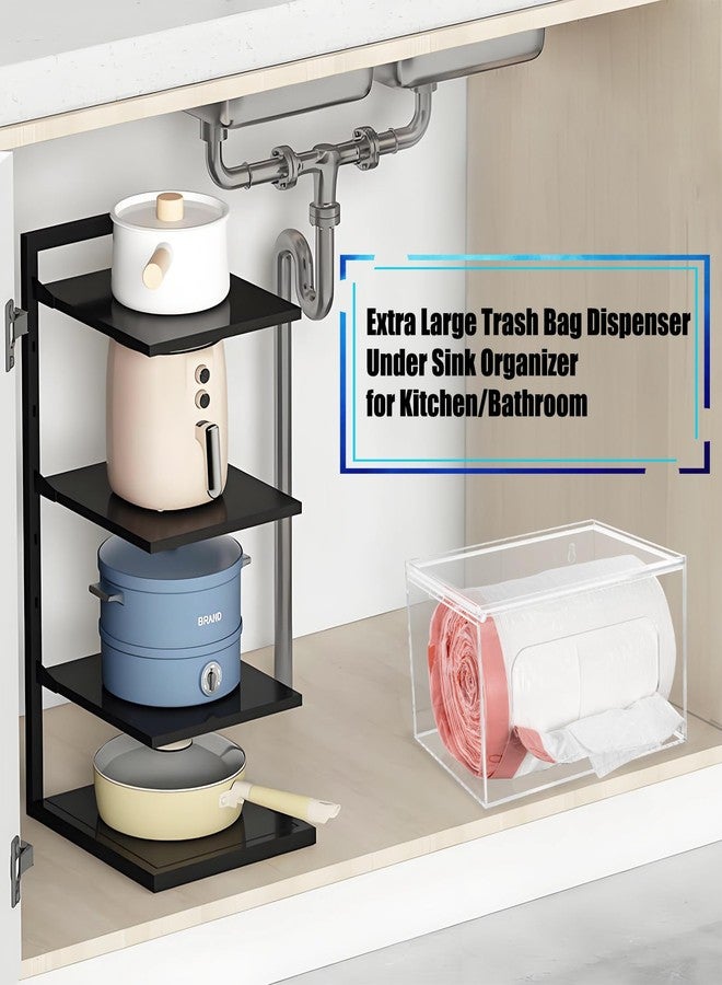 Aphbrada Extra Large Trash Bag Dispenser Roll Holder with Lid, Acrylic Garbage Bag Dispenser Under Sink Organizer - Wall Mount Trash Bag Holder Dispenser Fit Costco Trash Bag Size, Clear - Image 4