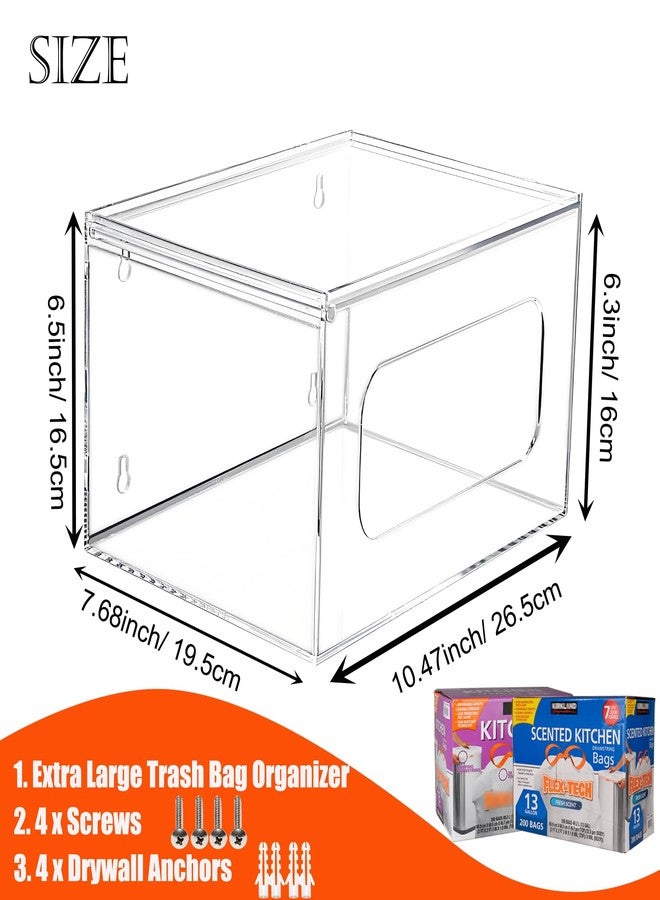 Aphbrada Extra Large Trash Bag Dispenser Roll Holder with Lid, Acrylic Garbage Bag Dispenser Under Sink Organizer - Wall Mount Trash Bag Holder Dispenser Fit Costco Trash Bag Size, Clear - Image 2