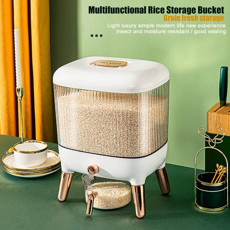 JUVIW JUVIW Rice Storage Container Kitchen Barrel Food Storage Container MoistureProof Bucket Insect Proof Grain Dispenser Storage Box  - Image 3