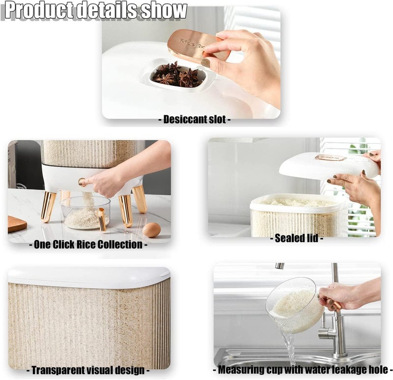 JUVIW JUVIW Rice Storage Container Kitchen Barrel Food Storage Container MoistureProof Bucket Insect Proof Grain Dispenser Storage Box  - Image 5