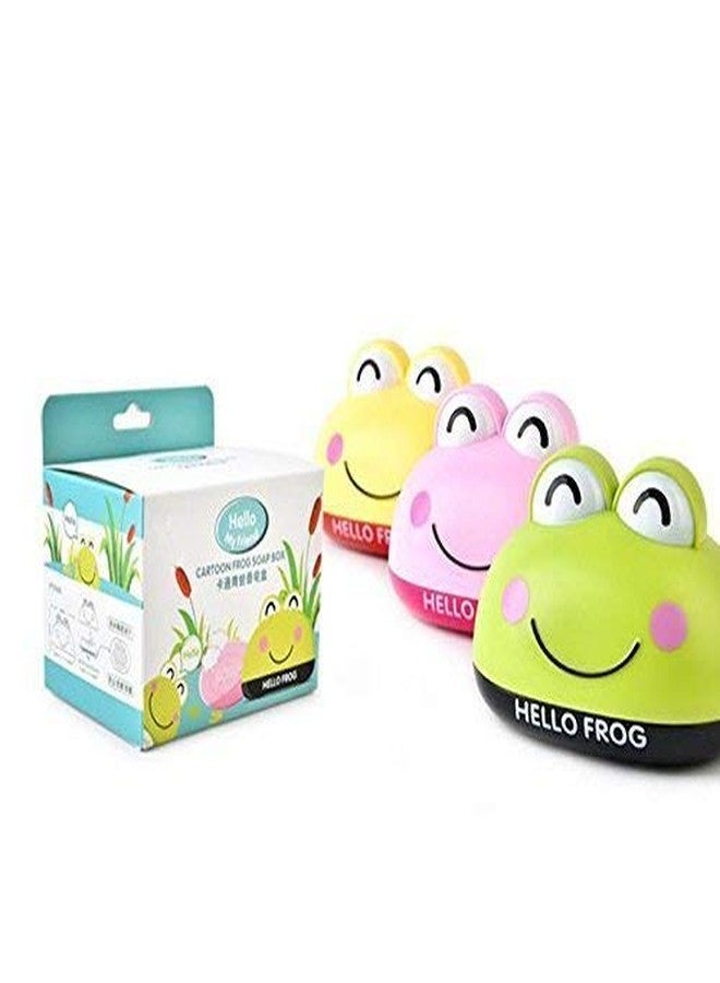 Flywind Frog Soap Box Bathroom Soap Holder with Case Lid Jewelry Storage Box Kitchen Sponge Drain Rack Cartoon Soap Case Frog (Green) - Image 2