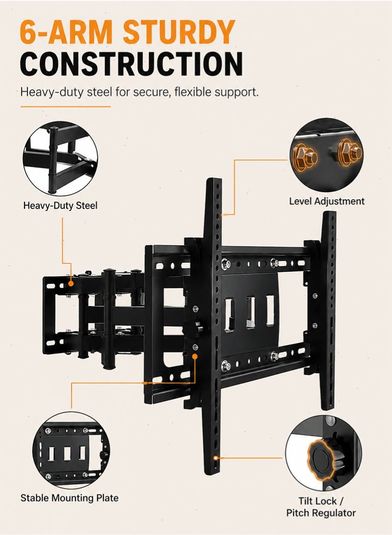 Topyich Full Motion TV Wall Mount for 40-80 Inch TVs, Swivel Tilt TV Bracket with Extendable Arm, Heavy Duty Holds Up to 110lbs - Image 3