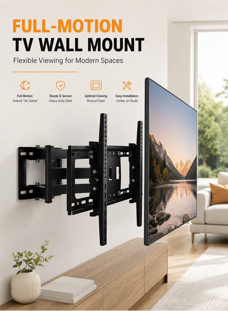 Topyich Full Motion TV Wall Mount for 40-80 Inch TVs, Swivel Tilt TV Bracket with Extendable Arm, Heavy Duty Holds Up to 110lbs - Image 1