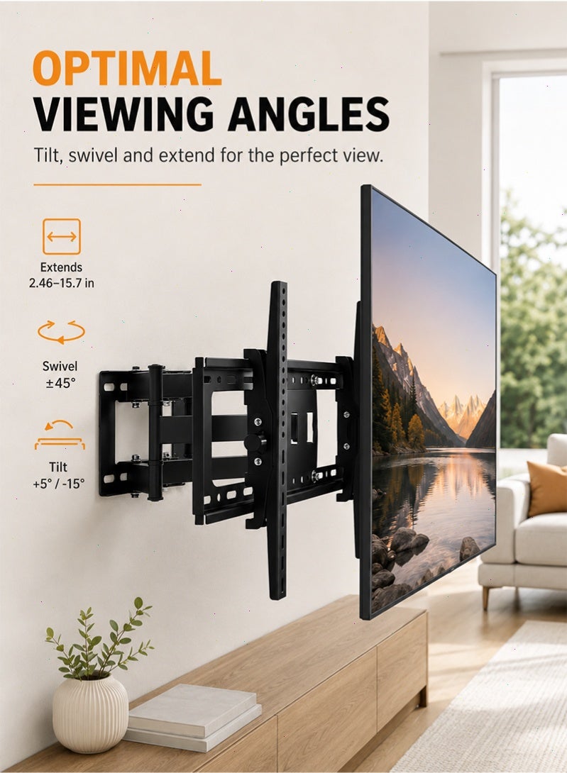 Topyich Full Motion TV Wall Mount for 40-80 Inch TVs, Swivel Tilt TV Bracket with Extendable Arm, Heavy Duty Holds Up to 110lbs - Image 5