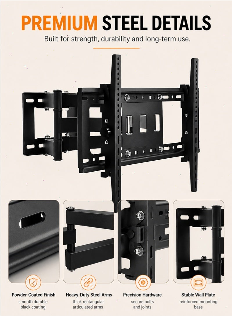 Topyich Full Motion TV Wall Mount for 40-80 Inch TVs, Swivel Tilt TV Bracket with Extendable Arm, Heavy Duty Holds Up to 110lbs - Image 4
