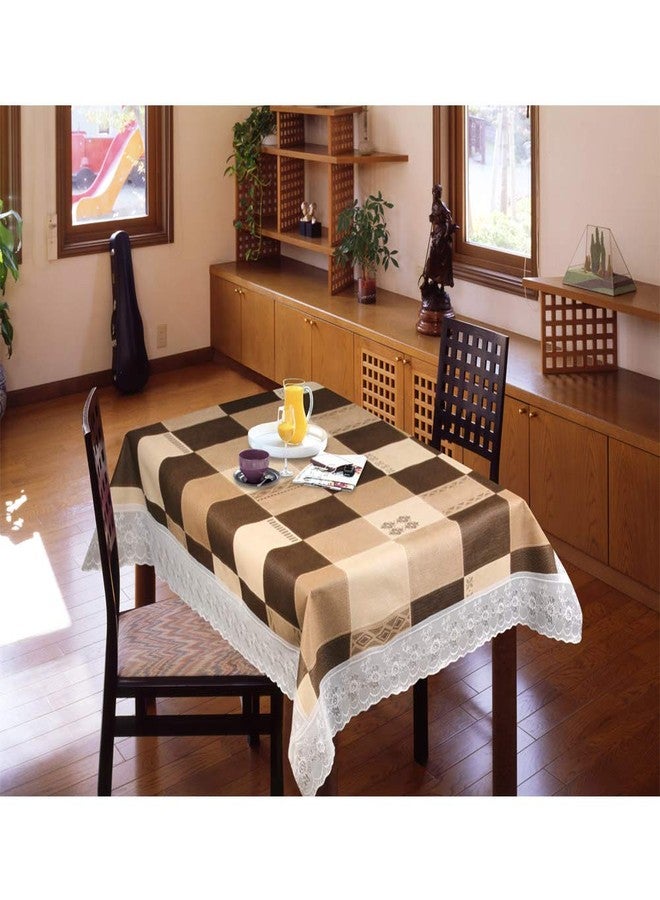 Freelance PVC Tuscany Flannel Backing Dining Table Cover Cloth Tablecloth Waterproof Protector, 4 Seater, 60 inches, Round (with White-Laced Edges), Product of Meiwa, Japan - Image 1
