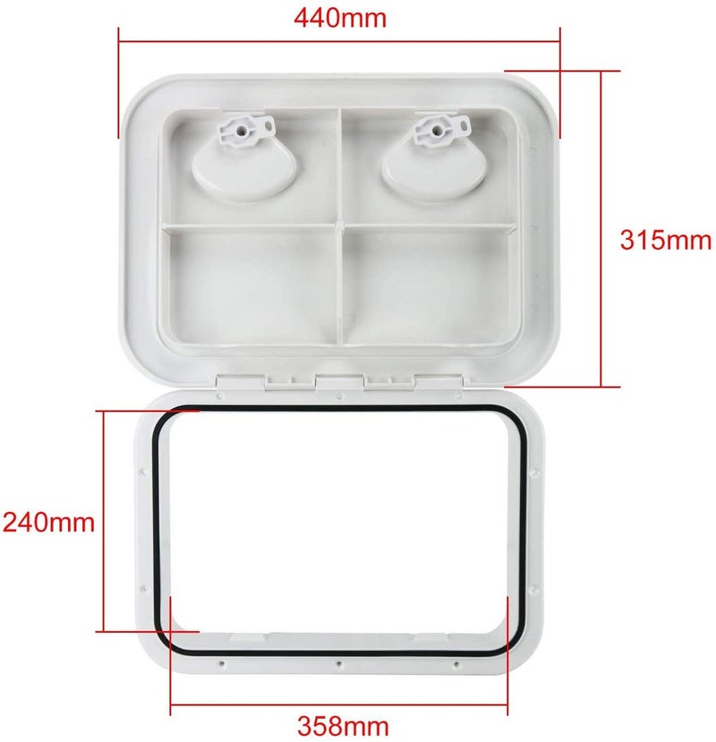 Amarine Made Marine Deck Hatch Boat Deck Hatch Access Hatch & Lid 12-3/8" X 17-1/4" - White - 315mmx440mm (White) - Image 2