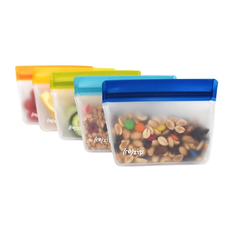 rezip 5-Pack Stand-Up Reusable Citrus Saver Bag Bundle | BPA-Free  Food Grade  Leakproof  Freezer and Dishwasher Safe | 1-Cup Bags (Multicolor) - Image 1