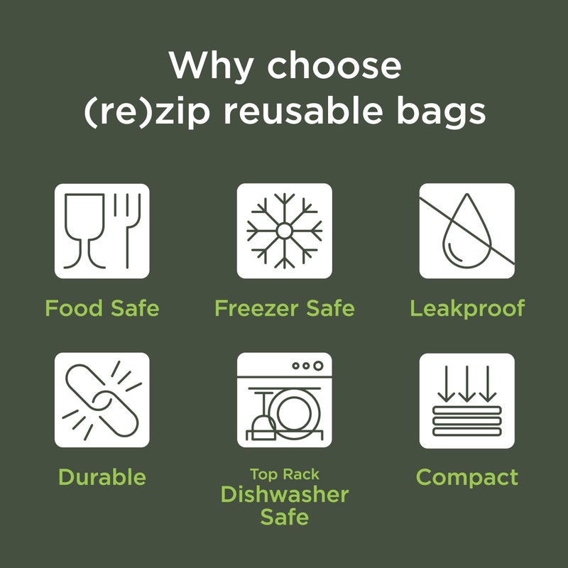 rezip 5-Pack Stand-Up Reusable Citrus Saver Bag Bundle | BPA-Free  Food Grade  Leakproof  Freezer and Dishwasher Safe | 1-Cup Bags (Multicolor) - Image 3