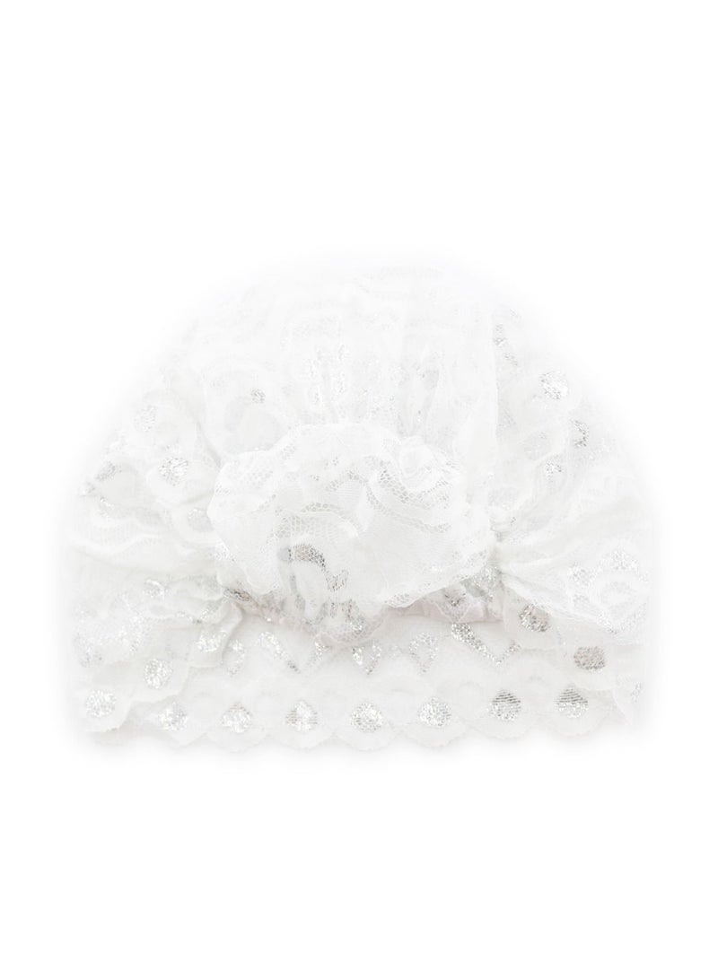 Loquat Women's Solid Color Shiny Lace Hijab Inner Cap White 
