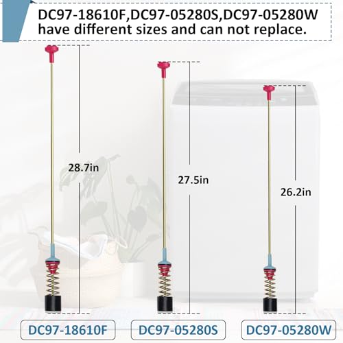 Casmer DC97-18610F WA50M7450AW/A4 DC97-18610A Suspension Rods Kit Fit for Samsung Washer Suspension Rods WA50M7450AP/A4 WA54M8750AW/A4 WA50M7450AW/A4 WA52M7750AV/A4 WA52M8650AV/A4 28.3In (2025 New) - Image 2