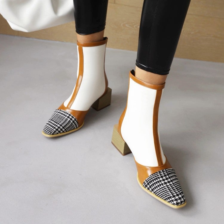 2022 New Women'S Short Boots Square Heel High Heel Square Toe Women'S Boots - Image 3