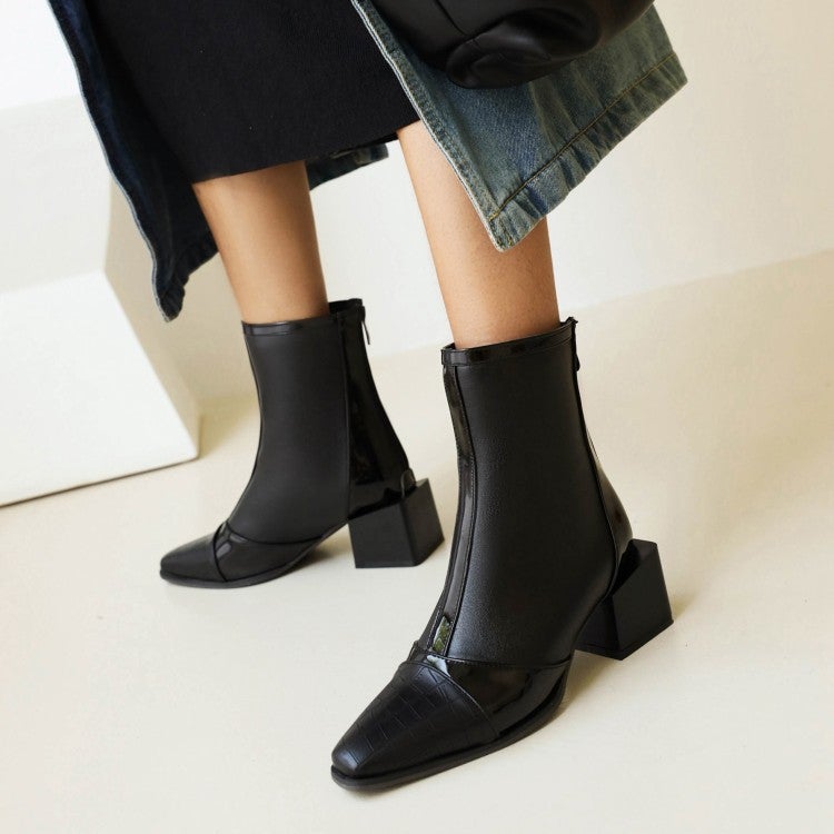 2022 New Women'S Short Boots Square Heel High Heel Square Toe Women'S Boots - Image 2