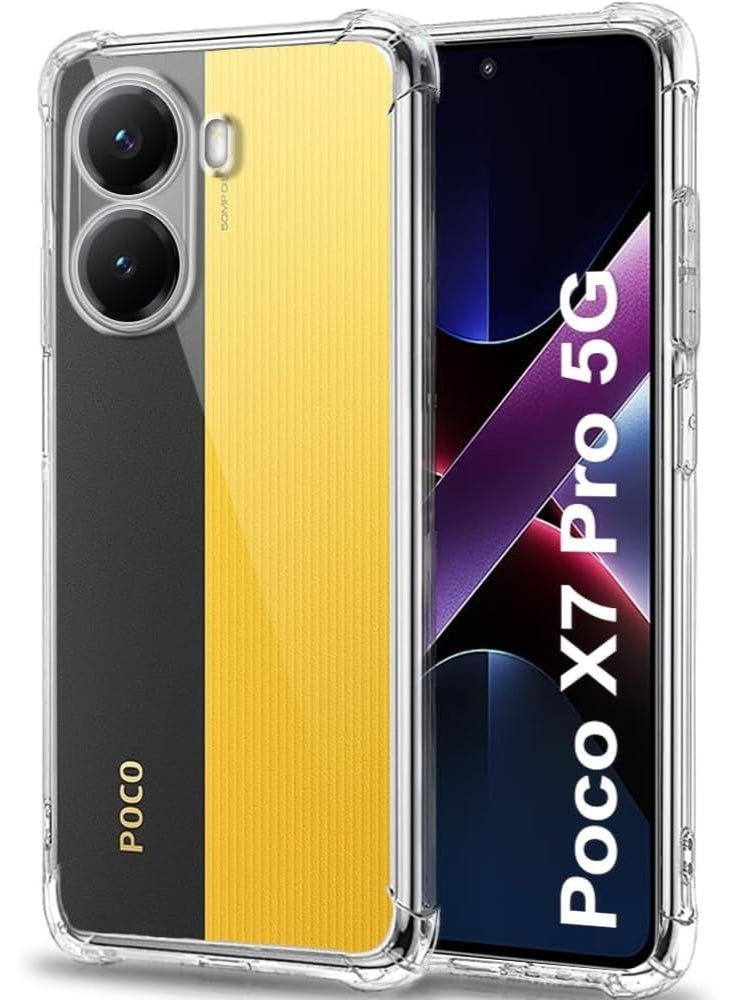 Muzz غطاء خلفي شفاف من الكريستال الواضح لهاتف Xiaomi Poco X7 Pro 5G | غطاء TPU ناعم مقاوم للصدمات | حواف مبطنة لحماية قصوى للغطاء الخلفي لهاتف Poco X7 Pro 2025 - Image 1