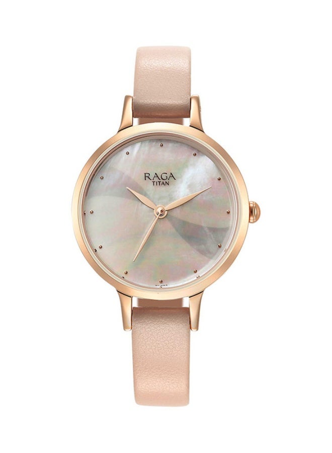 Titan Raga Analogue Mother of Pearl Round Dial Pink Metal Strap Watch for Women -2666WL04 - Image 1