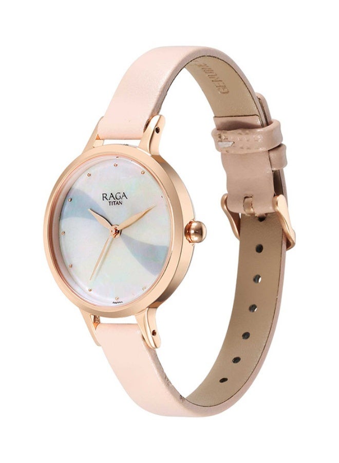 Titan Raga Analogue Mother of Pearl Round Dial Pink Metal Strap Watch for Women -2666WL04 - Image 3