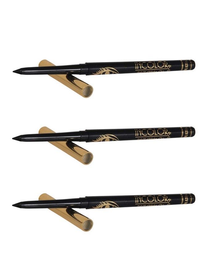 INCOLOR Auto Kajal Deep Black Water Proof Smudge Proof Combo Pack Of 3 - Image 3