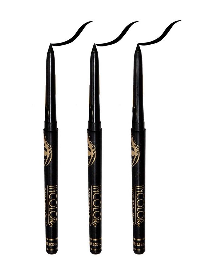 INCOLOR Auto Kajal Deep Black Water Proof Smudge Proof Combo Pack Of 3 - Image 4