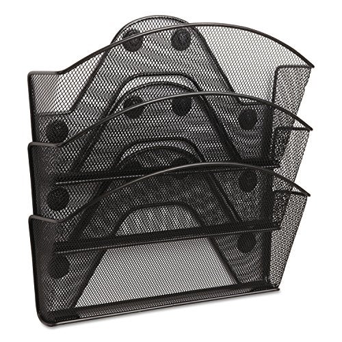 Safco 4175BL Onyx Magnetic Triple File Pocket – 4 Heavy-Duty Magnets for Metal or Fabric Surfaces – Commercial-Grade Steel Mesh Design - Durable Powder Coat Finish – 13"L x 4.25"W x 13.5"H - Image 2
