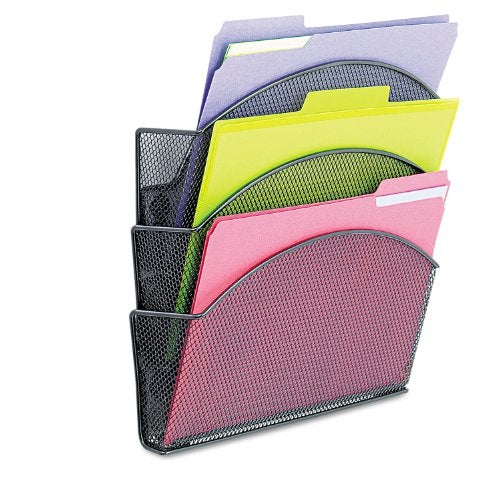 Safco 4175BL Onyx Magnetic Triple File Pocket – 4 Heavy-Duty Magnets for Metal or Fabric Surfaces – Commercial-Grade Steel Mesh Design - Durable Powder Coat Finish – 13"L x 4.25"W x 13.5"H - Image 4