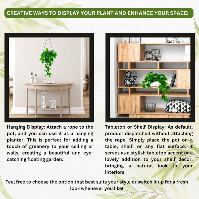 fancymart Elegant Artificial Plant Falling Leaves with Pot for Home & Office Decor – Versatile Potted Plant for Tabletop, Shelves, or Hanging Display - Image 4